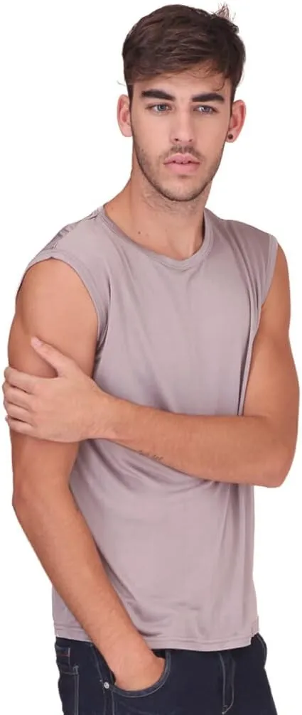 Forever Angel Men's 100% Silk Stretchy Muscle Tank Top Gym Training Shirt