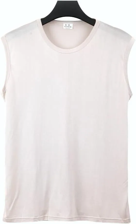Forever Angel Men's 100% Silk Stretchy Muscle Tank Top Gym Training Shirt