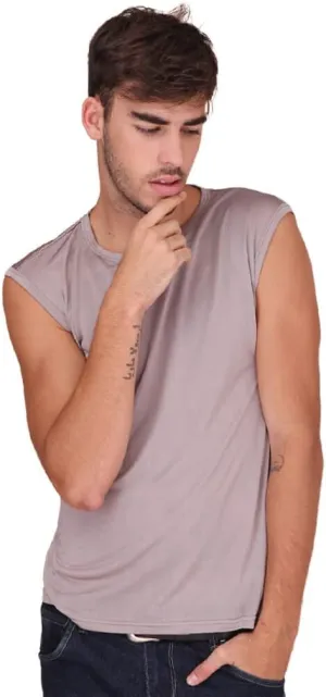 Forever Angel Men's 100% Silk Stretchy Muscle Tank Top Gym Training Shirt