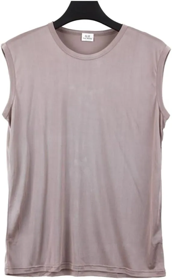 Forever Angel Men's 100% Silk Stretchy Muscle Tank Top Gym Training Shirt