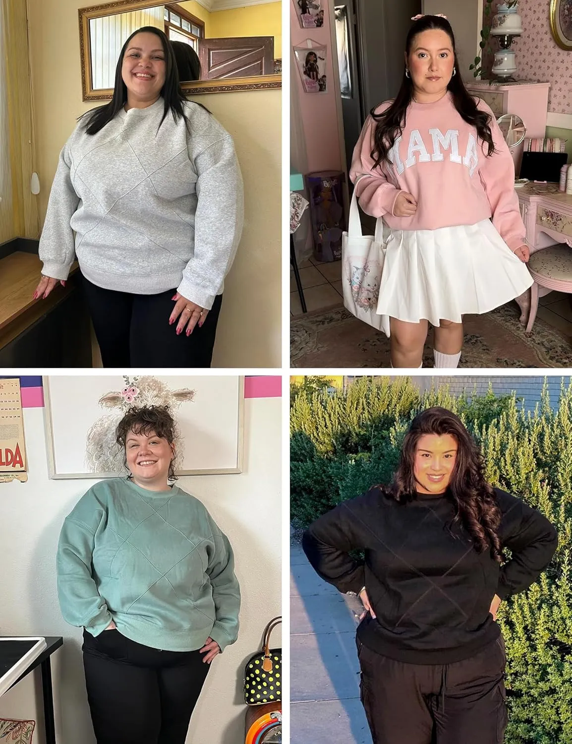 FOREYOND Plus Size Sweatshirts for Women Crew Neck Long Sleeve Pullover Oversized Sweaters Casual Fleece Sweatshirts