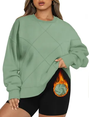 FOREYOND Plus Size Sweatshirts for Women Crew Neck Long Sleeve Pullover Oversized Sweaters Casual Fleece Sweatshirts
