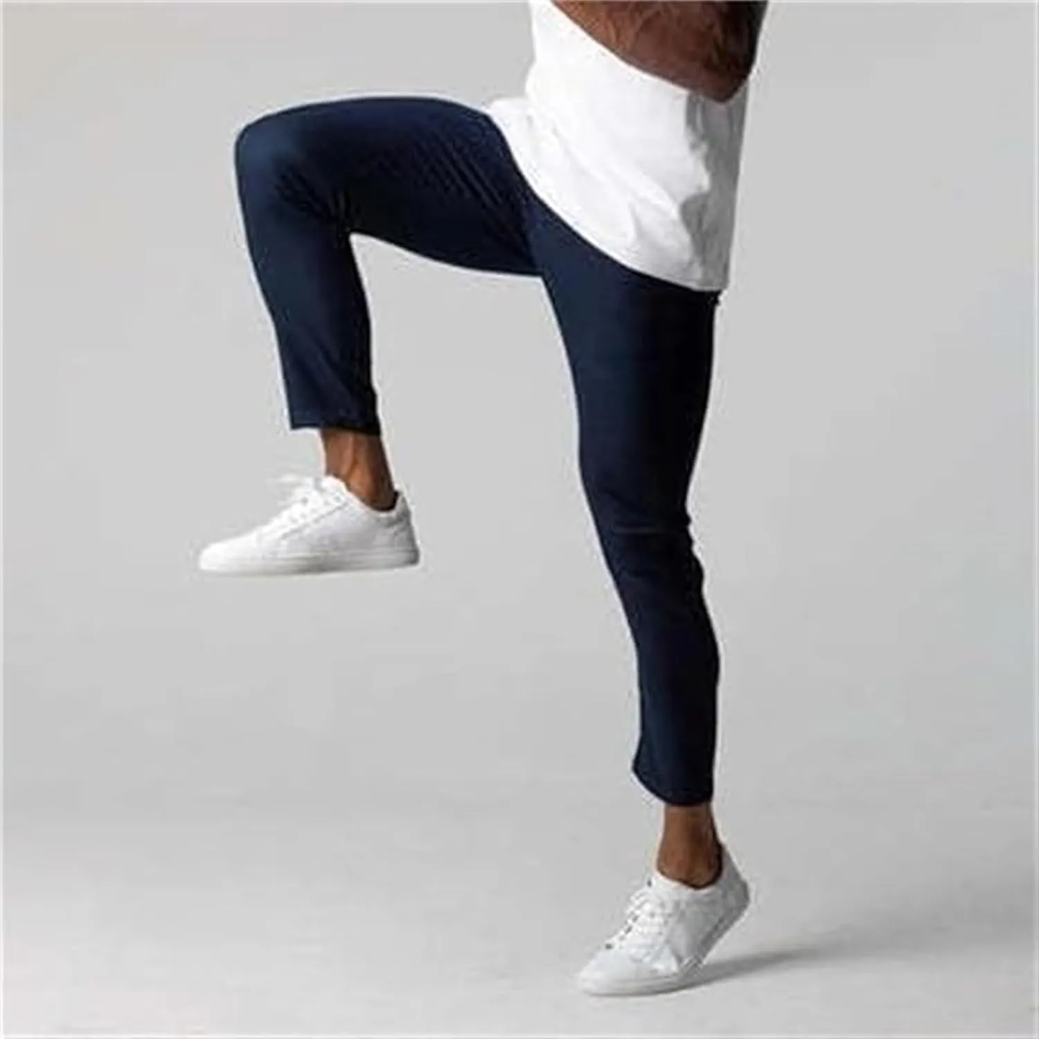 Foueo Active Chinos, Fit Chinos Solid Pants for Men, Men's Chino Pants Casual Stretch Waist Tapered Trousers Dress
