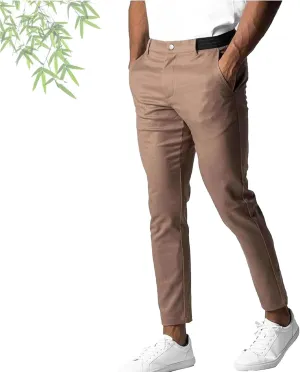Foueo Active Chinos, Fit Chinos Solid Pants for Men, Men's Chino Pants Casual Stretch Waist Tapered Trousers Dress