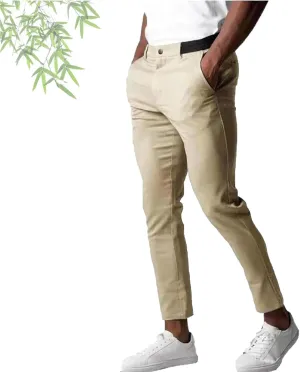 Foueo Active Chinos, Fit Chinos Solid Pants for Men, Men's Chino Pants Casual Stretch Waist Tapered Trousers Dress