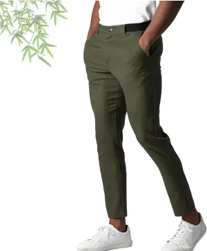 Foueo Active Chinos, Fit Chinos Solid Pants for Men, Men's Chino Pants Casual Stretch Waist Tapered Trousers Dress