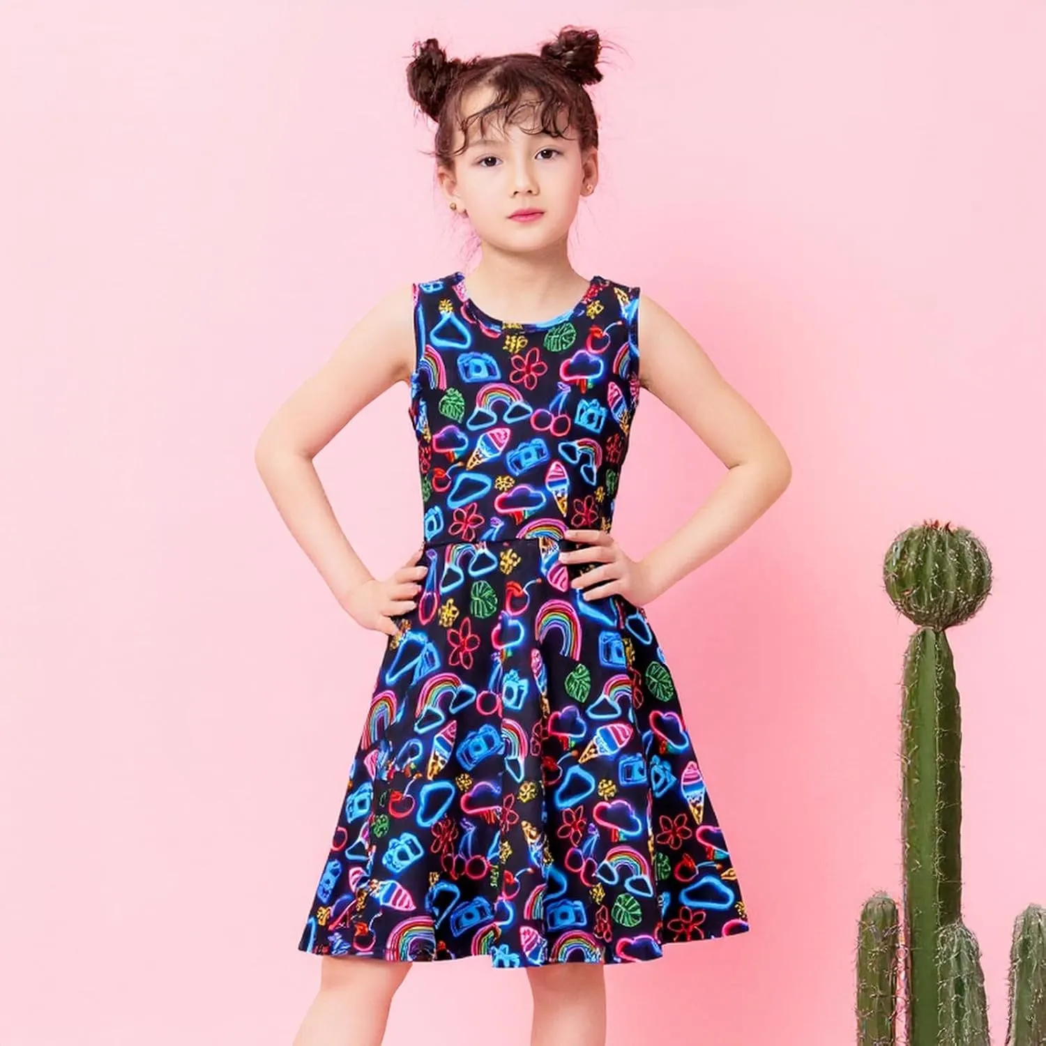Funnycokid Mermaid Dress Girls Kids Summer Sleeveless Sundress Birthday Outfit Twirly Party Clothes 4-13 Years