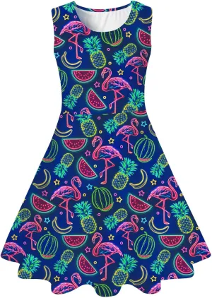 Funnycokid Mermaid Dress Girls Kids Summer Sleeveless Sundress Birthday Outfit Twirly Party Clothes 4-13 Years