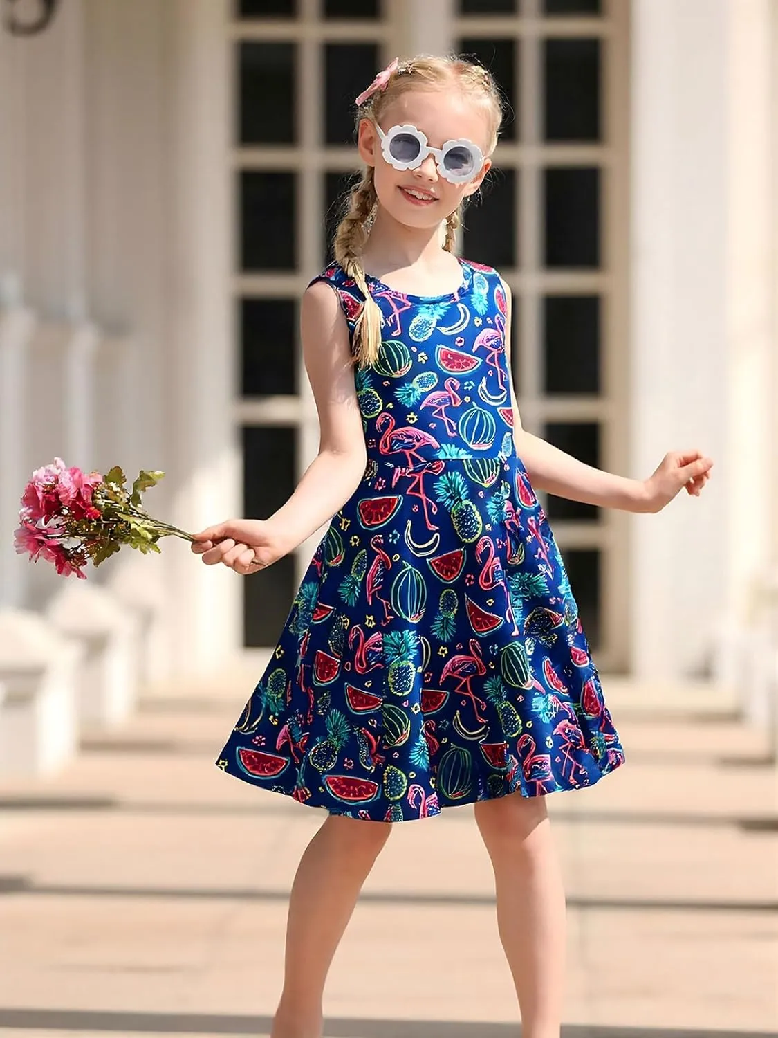 Funnycokid Mermaid Dress Girls Kids Summer Sleeveless Sundress Birthday Outfit Twirly Party Clothes 4-13 Years