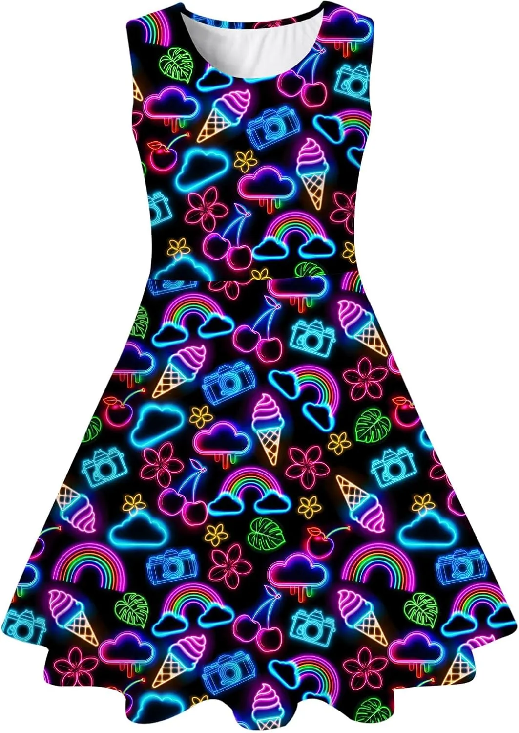 Funnycokid Mermaid Dress Girls Kids Summer Sleeveless Sundress Birthday Outfit Twirly Party Clothes 4-13 Years