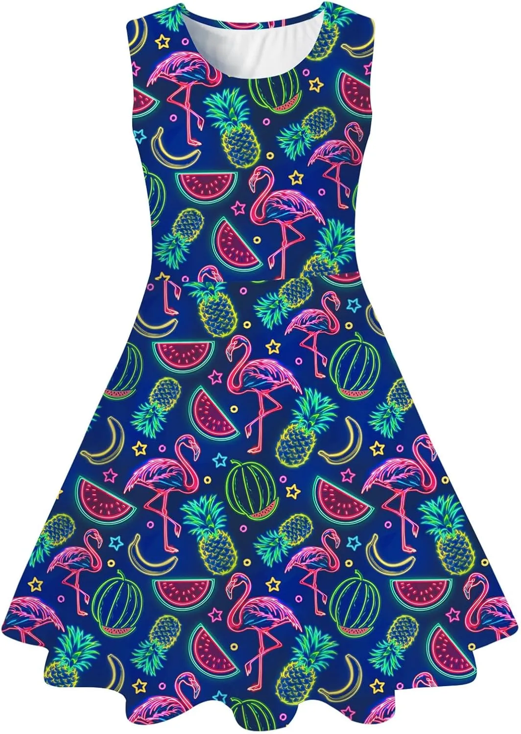 Funnycokid Mermaid Dress Girls Kids Summer Sleeveless Sundress Birthday Outfit Twirly Party Clothes 4-13 Years