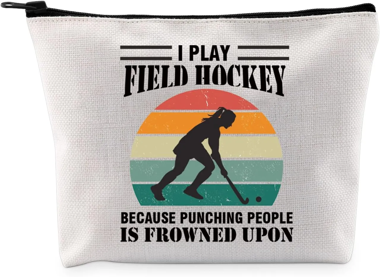 G2TUP Field Hockey Lover Gift I Play Field Hockey Makeup Bag Hockey Mom Cosmetic Bag Women Sports Lover Gift (I Play Field Hockey MB)