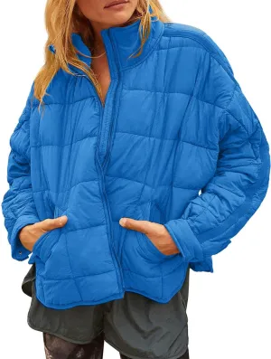 Gacaky Women's Baggy Lightweight Zip Puffer Jacket Warm Winter Down Coat with Pockets