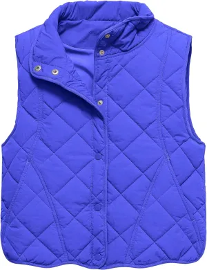 Gacaky Women's Puffer Vest Sleeveless Button Down Outerwear Warm Quilted Lightweight Down Winter Jackets Coats