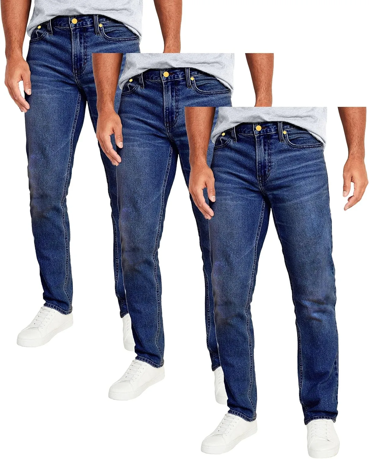 Galaxy by Harvic Men's 3-Pack Flex Stretch Slim Straight Jeans with 5 Pocket Ultimate Comfort Pants (Sizes, 30-42)