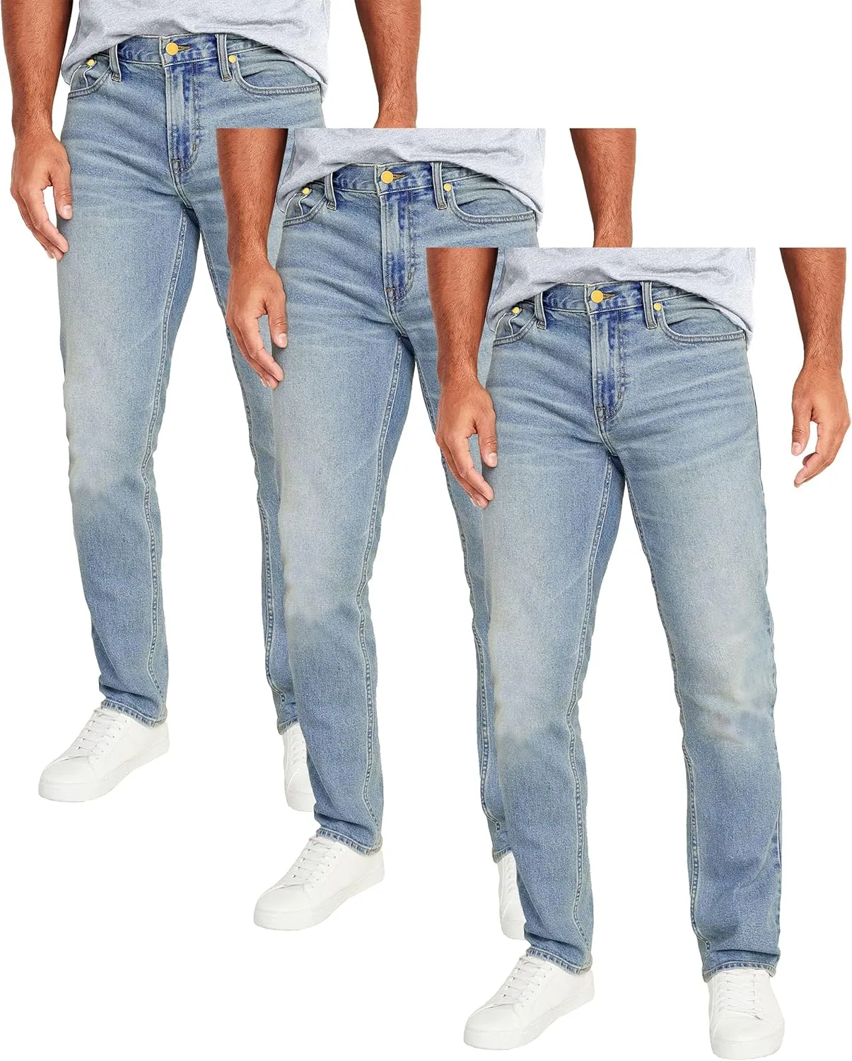 Galaxy by Harvic Men's 3-Pack Flex Stretch Slim Straight Jeans with 5 Pocket Ultimate Comfort Pants (Sizes, 30-42)