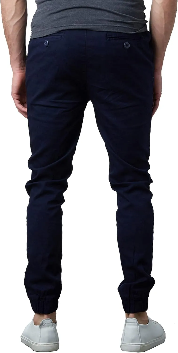 Galaxy by Harvic Men's Basic Stretch Twill Joggers Chinos Hiking Drawstring