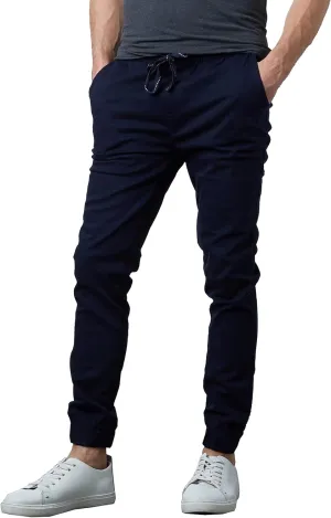 Galaxy by Harvic Men's Basic Stretch Twill Joggers Chinos Hiking Drawstring