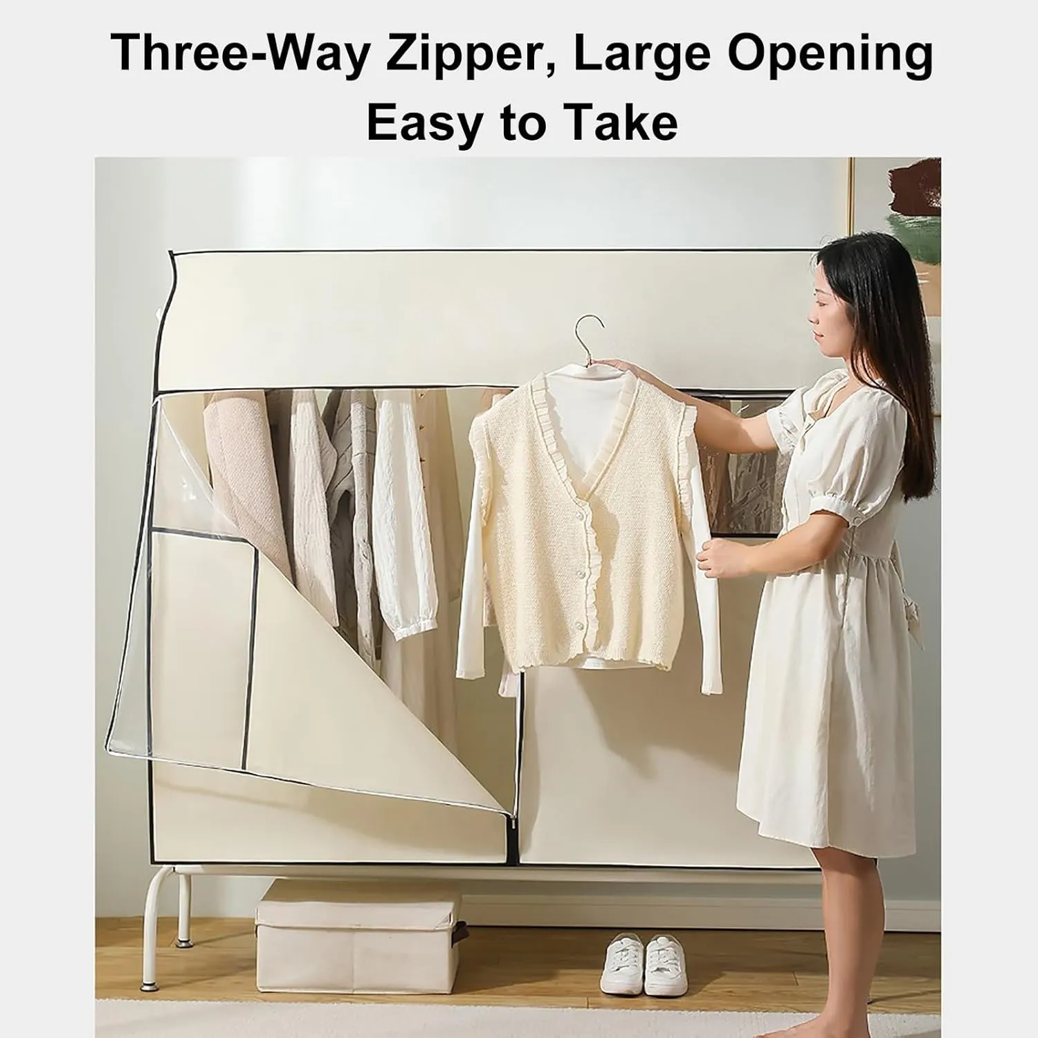 Garment Rack Cover, Washable Clothes Rack Cover Garment Bag for Closet Storage with Clear Window,Suitable for Suits, Dresses, Coats(Gray,80x50x120cm/31x20x47in)