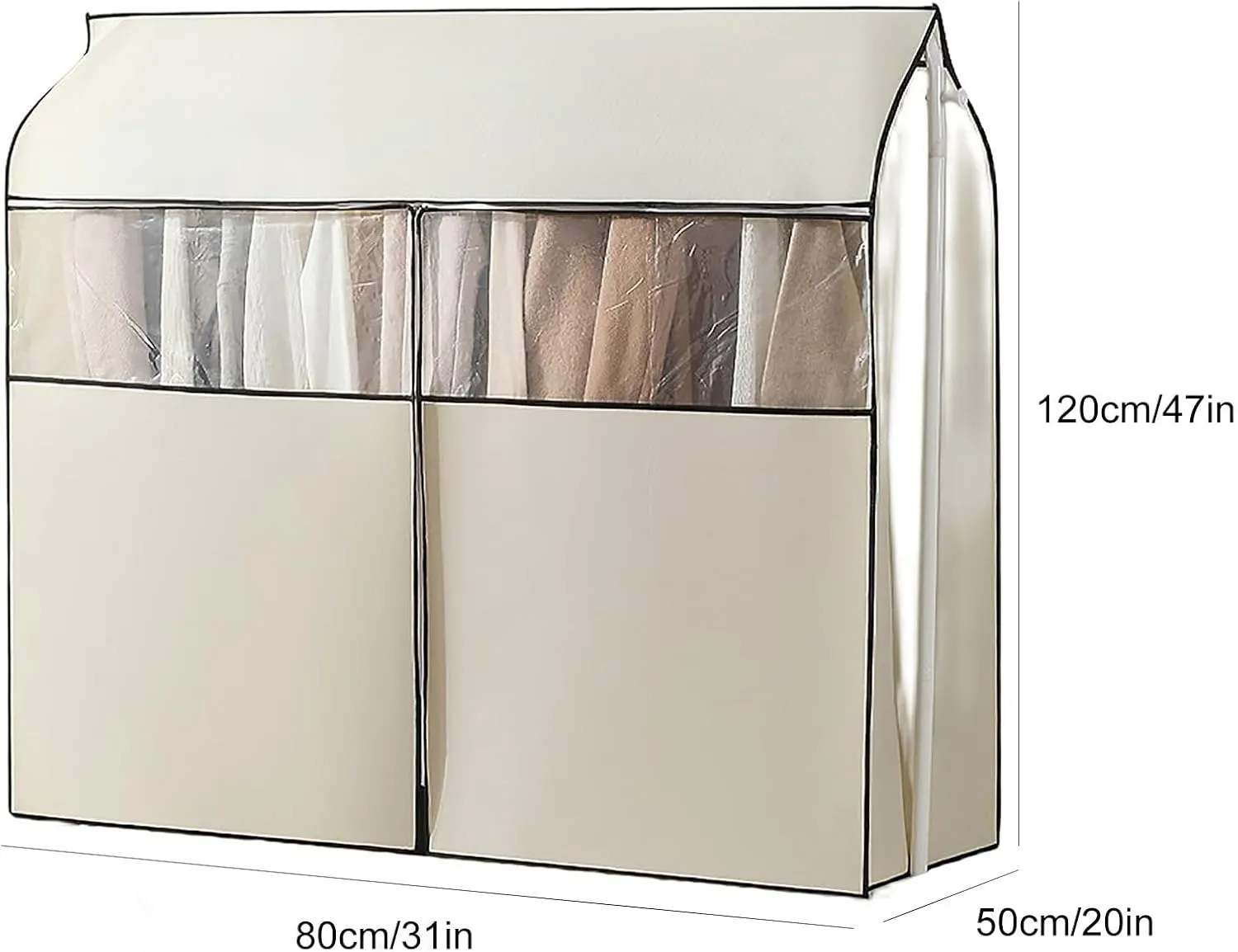 Garment Rack Cover, Washable Clothes Rack Cover Garment Bag for Closet Storage with Clear Window,Suitable for Suits, Dresses, Coats(Gray,80x50x120cm/31x20x47in)