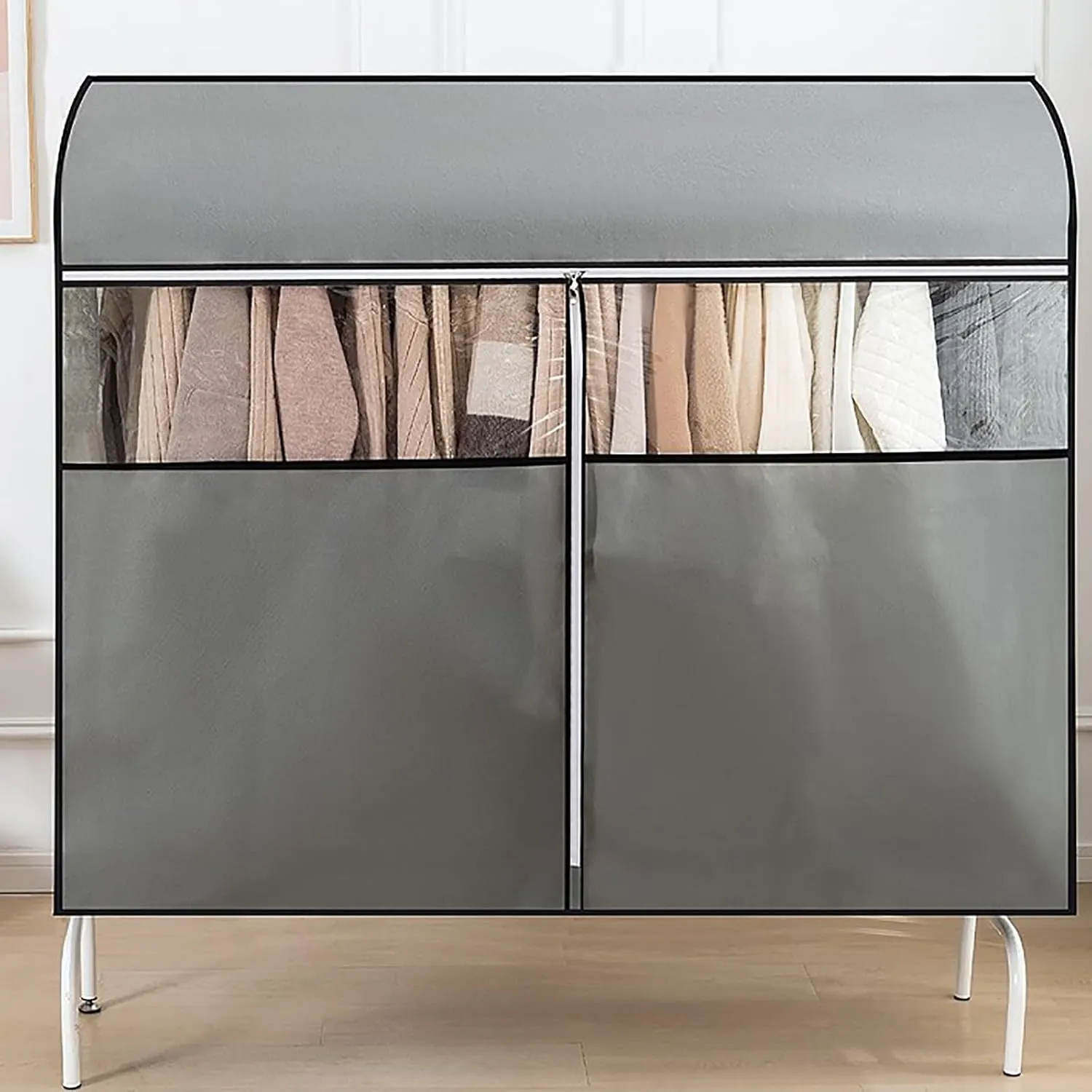 Garment Rack Cover, Washable Clothes Rack Cover Garment Bag for Closet Storage with Clear Window,Suitable for Suits, Dresses, Coats(Gray,80x50x120cm/31x20x47in)