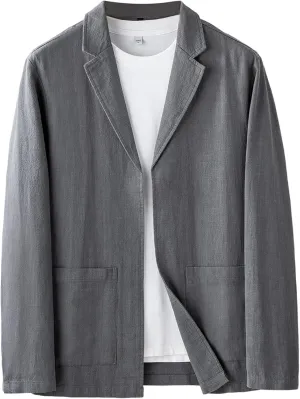 GIBZ Men's Casual Sport Coat Regular Fit Lightweight Ramie Linen Cotton Blazer Jacket Stylish Suit Jackets