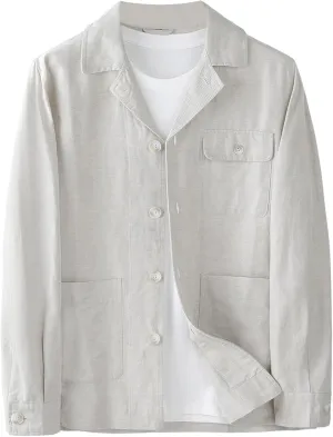 GIBZ Men's Casual Sport Coat Regular Fit Lightweight Ramie Linen Cotton Blazer Jacket Stylish Suit Jackets
