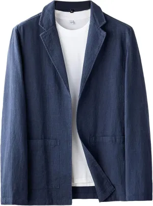 GIBZ Men's Casual Sport Coat Regular Fit Lightweight Ramie Linen Cotton Blazer Jacket Stylish Suit Jackets