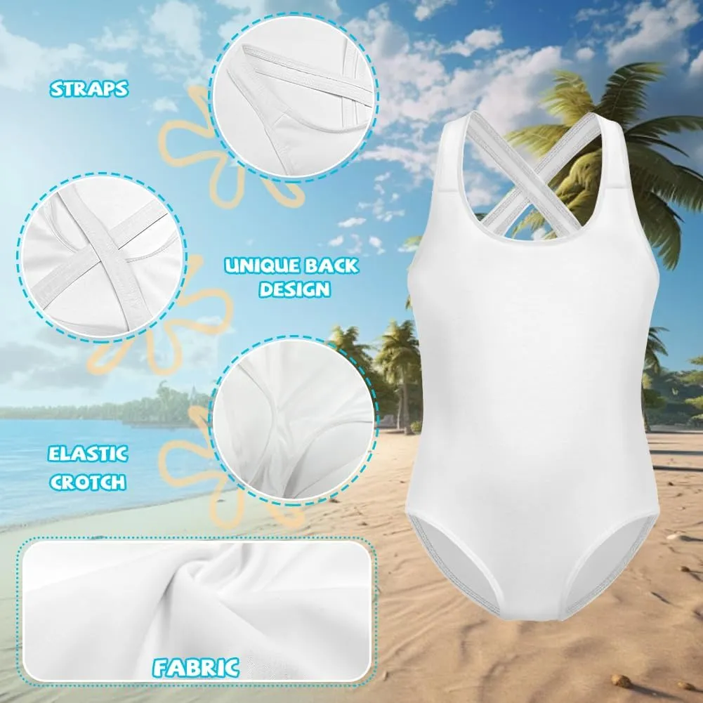 Girls One-Piece Swimsuit for Swimming Lessons Beach Volleyball Pool Party Outdoor Training Quick Dry