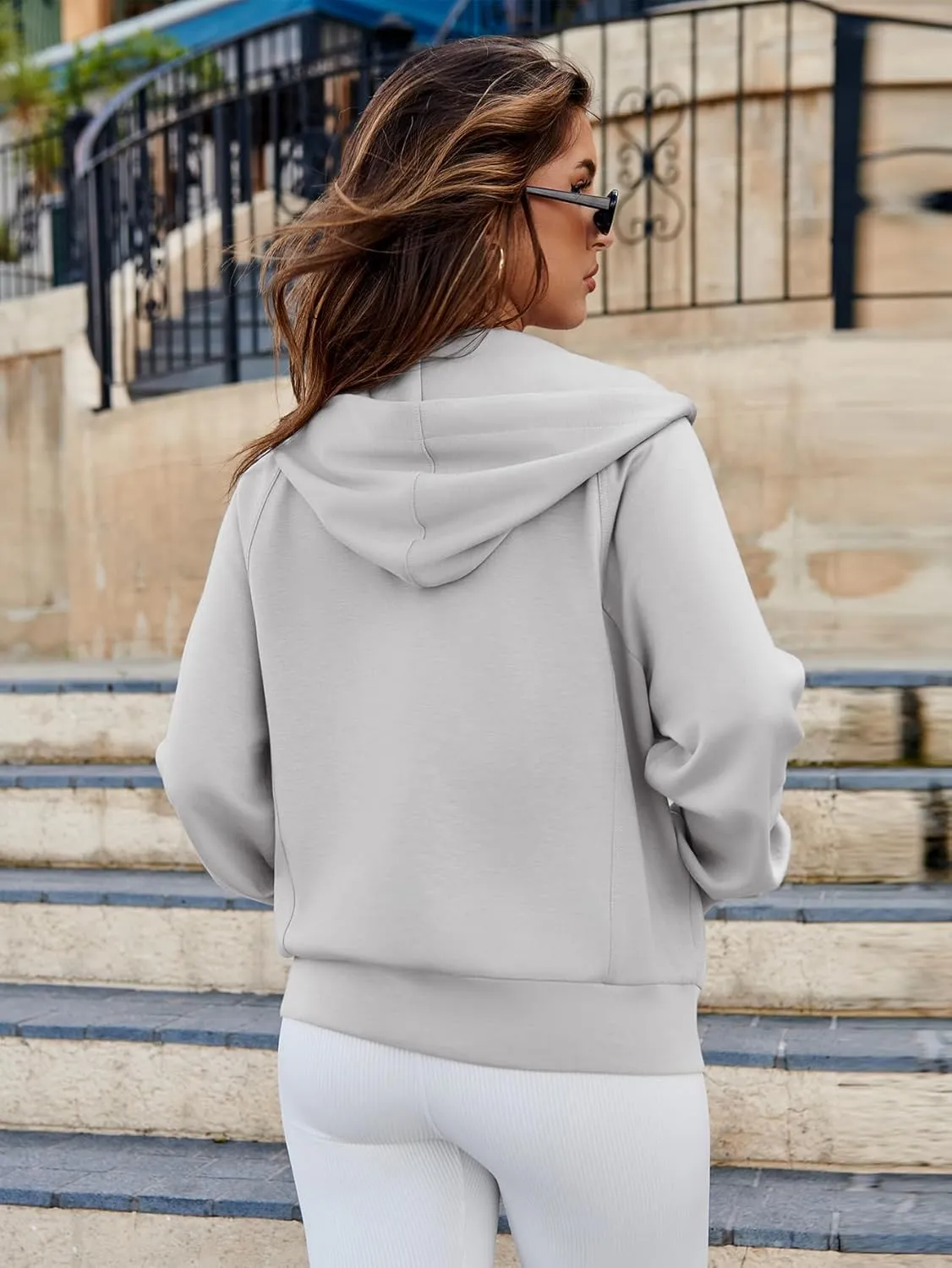 Glamaker Womens Zip Up Sweatshirt Casual Lightweight Hoodies Hooded Workout Jackets Fall Outfits 2024 with Pockets