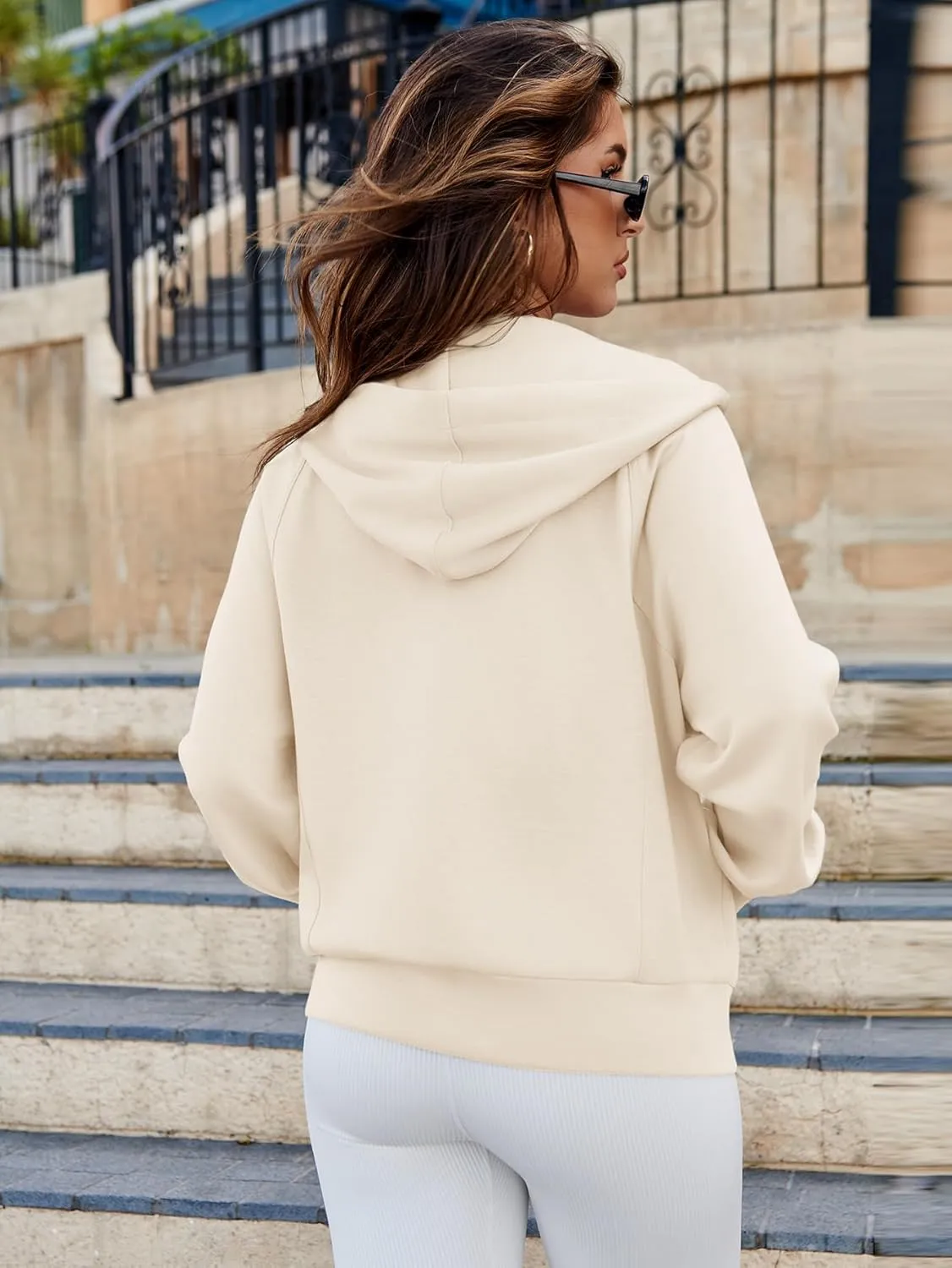 Glamaker Womens Zip Up Sweatshirt Casual Lightweight Hoodies Hooded Workout Jackets Fall Outfits 2024 with Pockets
