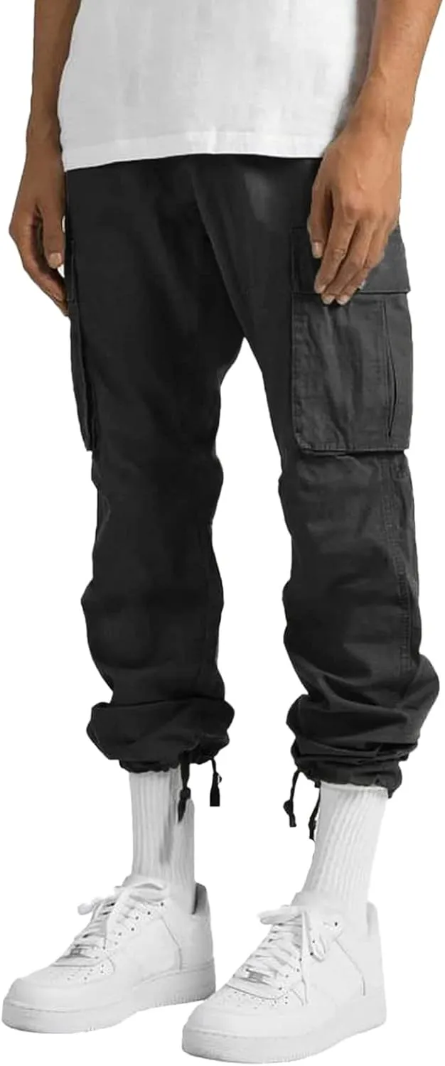 GOKKILRW Mens Outdoor Hiking Cargo Pants Joggers Stretch Lightweight Casual Cotton Twill Fitness Track Jogging Work Pants