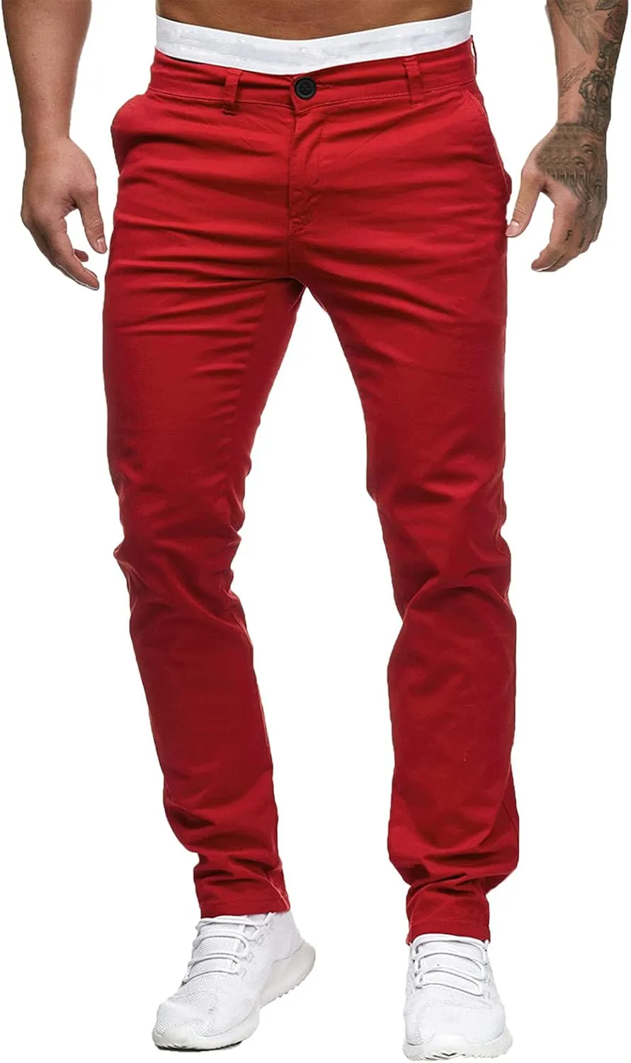 GOKKILRW Mens Slim Fit Golf Work Pants Flat-Front Stretch Chino Pants Casual Skinny Dress Pants Tapered Hiking Travel Pants