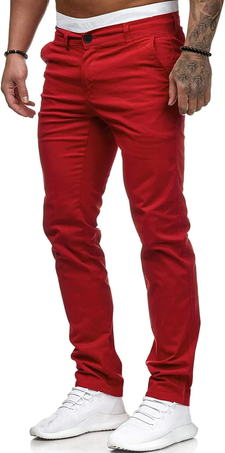 GOKKILRW Mens Slim Fit Golf Work Pants Flat-Front Stretch Chino Pants Casual Skinny Dress Pants Tapered Hiking Travel Pants