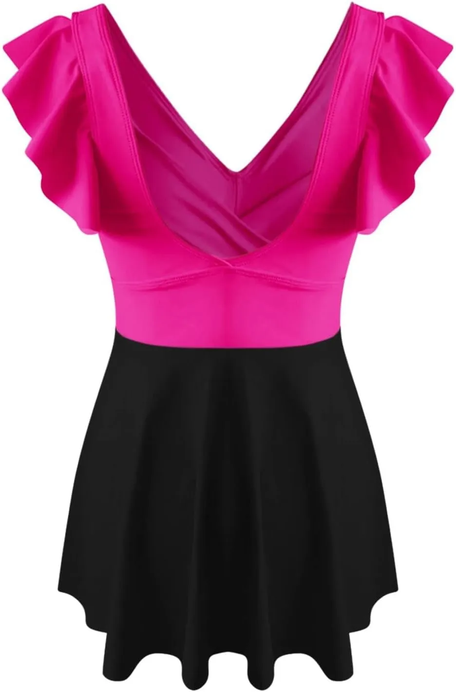 GOKKILRW Women One Piece Swimsuits with Skirt Tummy Control Ruffle Swimdress Cutout Bathing Suit V Neck Push Up 2025 Swimwear