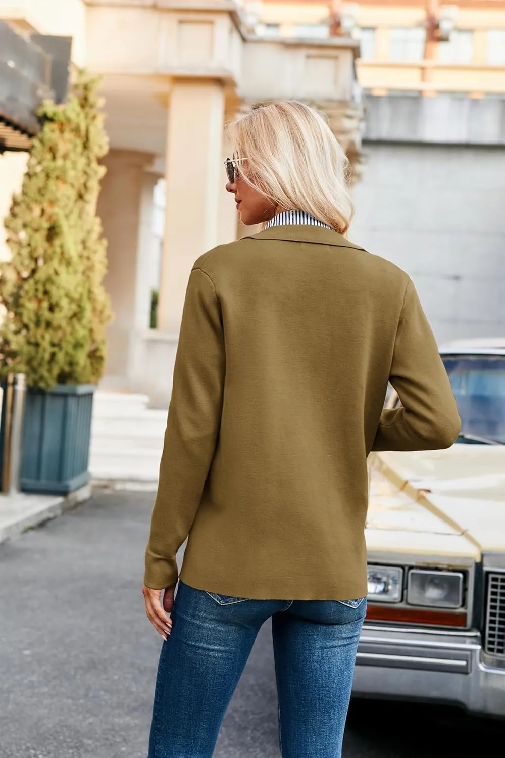 GRACE KARIN Women Casual Cardigan Knit Button Down Shirts Long Sleeve Shacket Jacket with Pockets