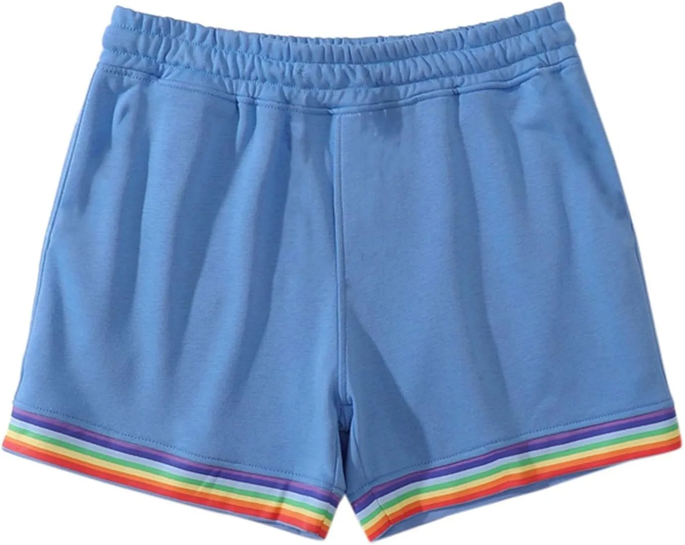 Gym Booty Shorts for Men Rainbow Leg Hem Skinny Bodybuilding Workout Shorts Outdoor Running Stretchy Training Short