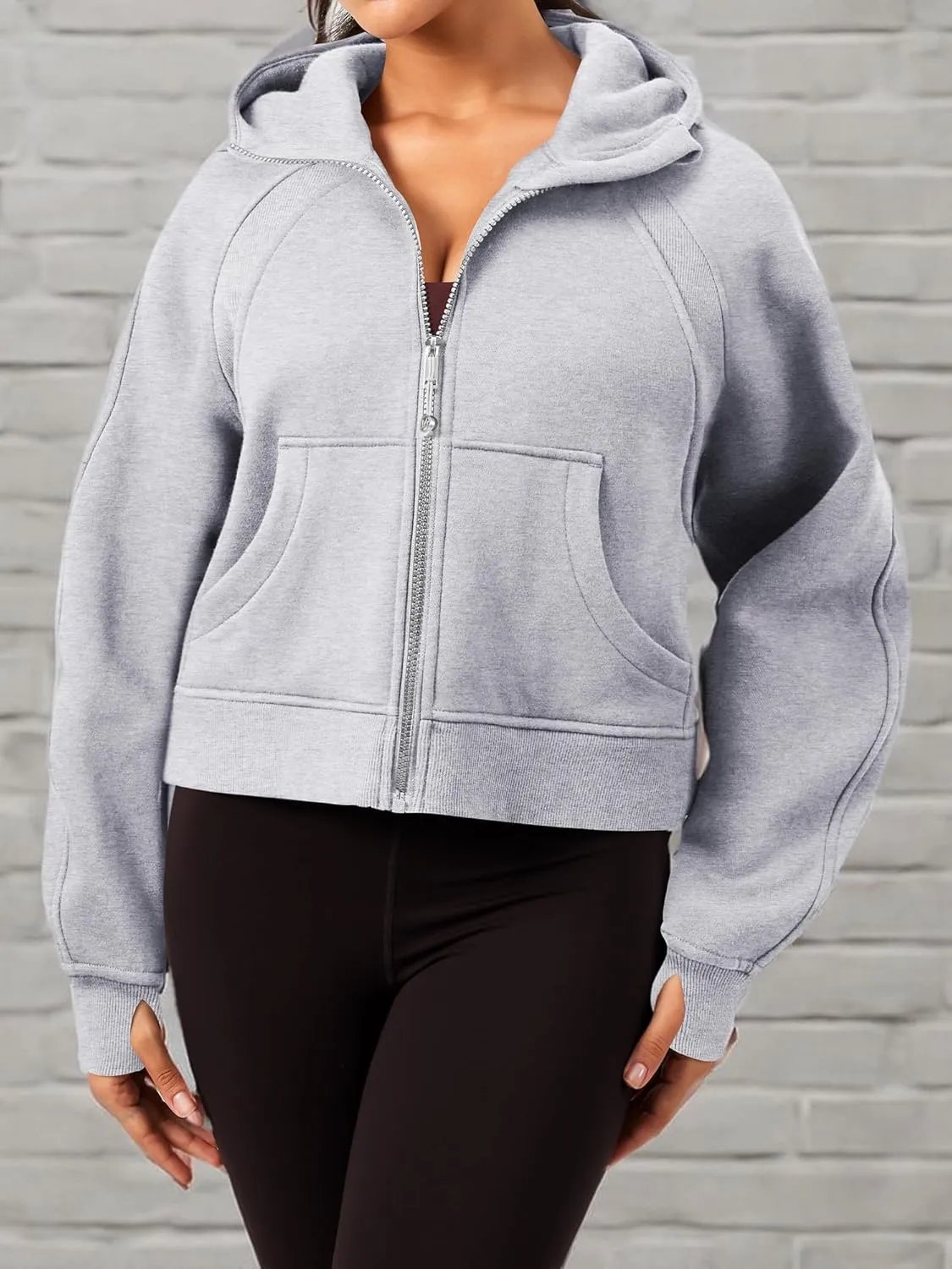 GYM RAINBOW Womens Oversized Zip Up Hoodie Cropped Hooded Sweatshirts Pullover Sweaters Full Zip Fleece Jacket