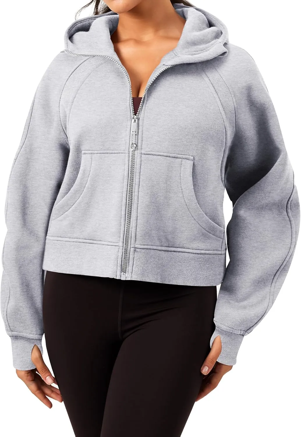 GYM RAINBOW Womens Oversized Zip Up Hoodie Cropped Hooded Sweatshirts Pullover Sweaters Full Zip Fleece Jacket