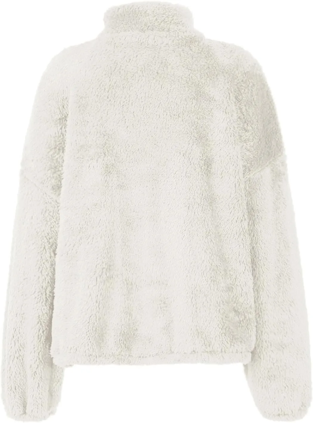 Half Zip Pullover Women Sherpa Fleece Oversized Hoodie Cute Fuzzy Cropped Sweatshirts with Pockets Pullover Sweaters