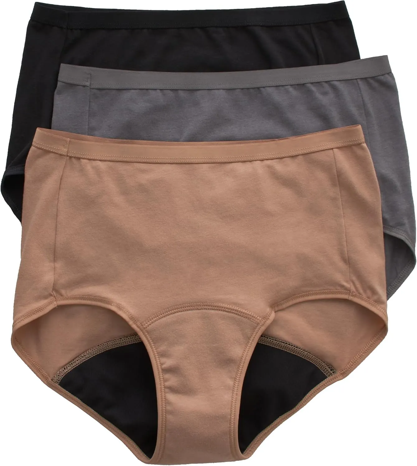 Hanes Women's Comfort, Period. Underwear, Moderate Leaks, Bikini, Boyshort Or Brief, 3-pack