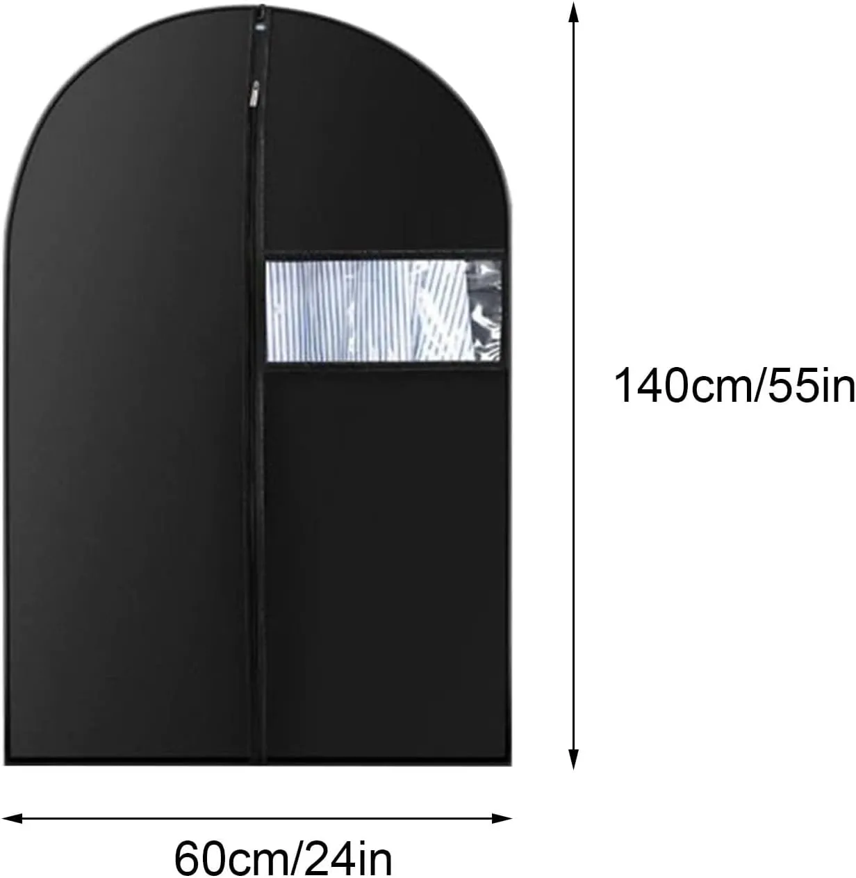 Hanging Garment Bag, Suit Bags for Wardrobe Storage, Fully Enclosed with Transparent Window, Suitable for Suits, Jackets, Dresses(60x140cm x55in)