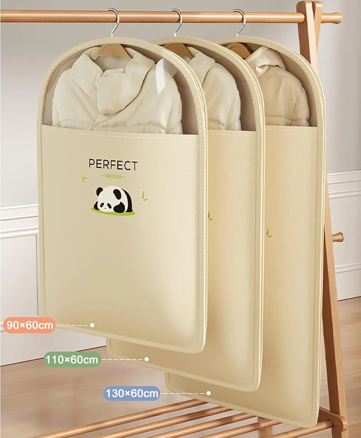Hanging Garment Bags Save 40% Space, Wardrobe Garment Covers with Zipper Dustproof Suit Bag, Self Compression Clothes Storage Bags for down Jacket(Size:90cm-1Pcs)
