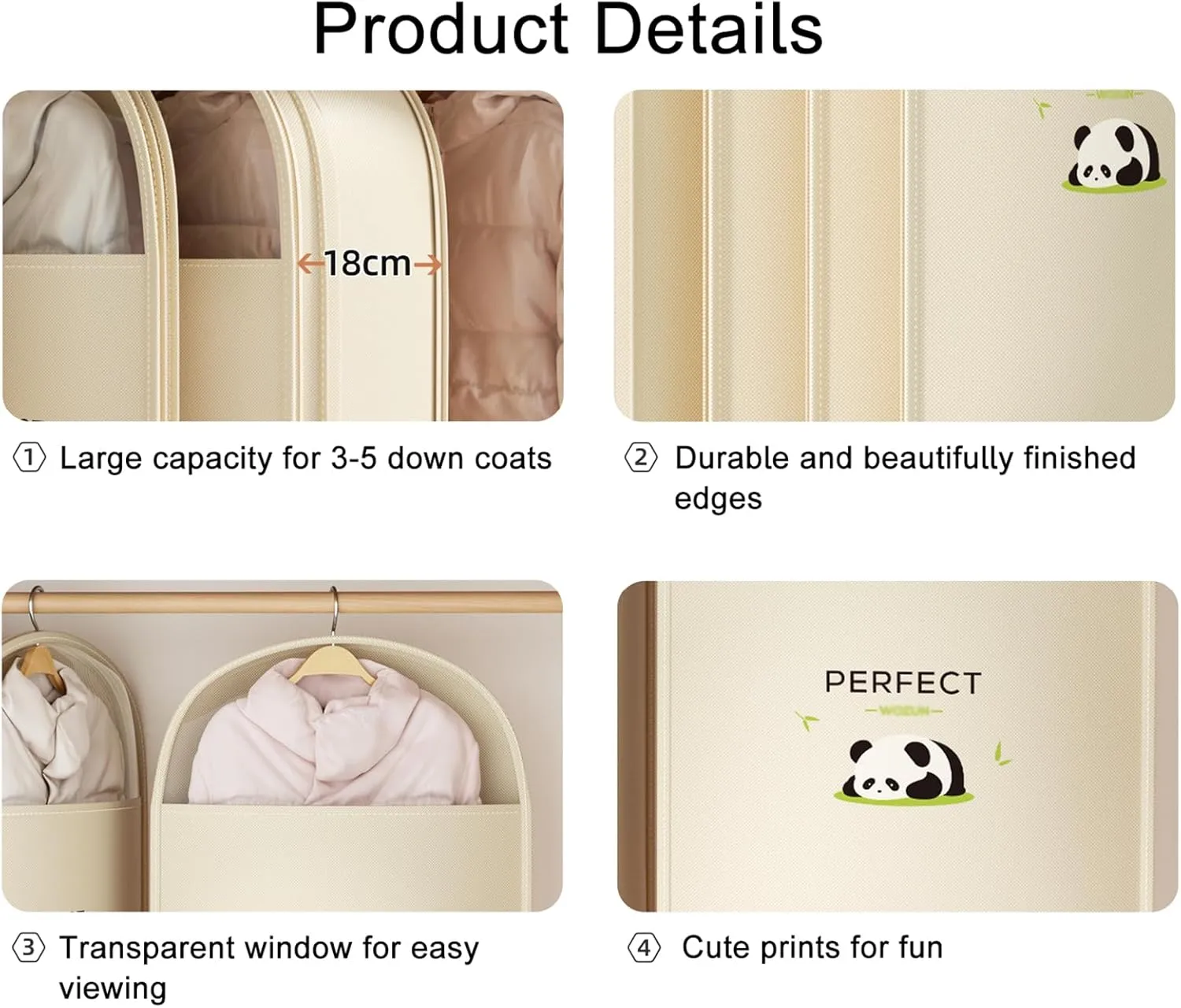 Hanging Garment Bags Save 40% Space, Wardrobe Garment Covers with Zipper Dustproof Suit Bag, Self Compression Clothes Storage Bags for down Jacket(Size:90cm-1Pcs)