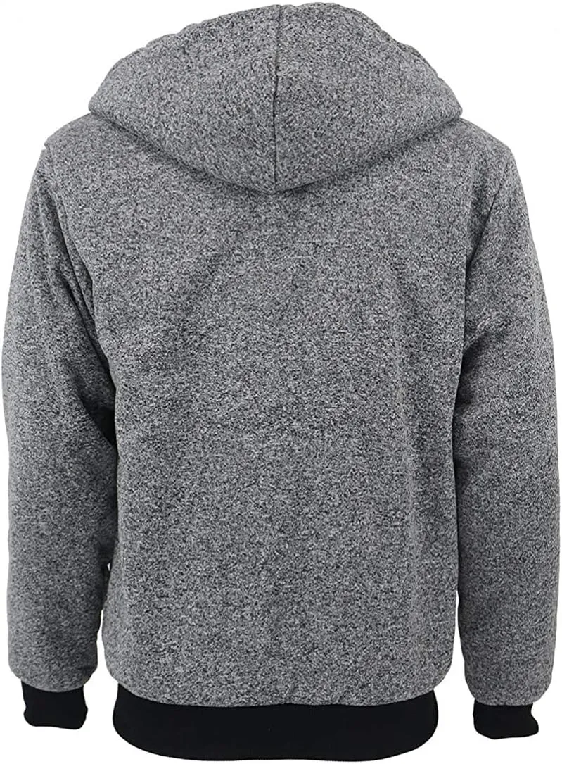 Heavyweight Hoodies for Men Jackets Comfy Sherpa Lined Zip Up Hoodie Coats with Pockets Outerwear