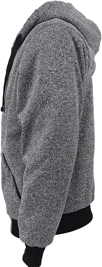 Heavyweight Hoodies for Men Jackets Comfy Sherpa Lined Zip Up Hoodie Coats with Pockets Outerwear