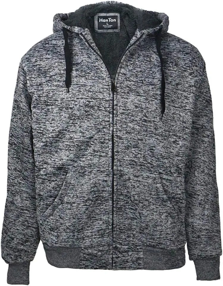 Heavyweight Hoodies for Men Jackets Comfy Sherpa Lined Zip Up Hoodie Coats with Pockets Outerwear