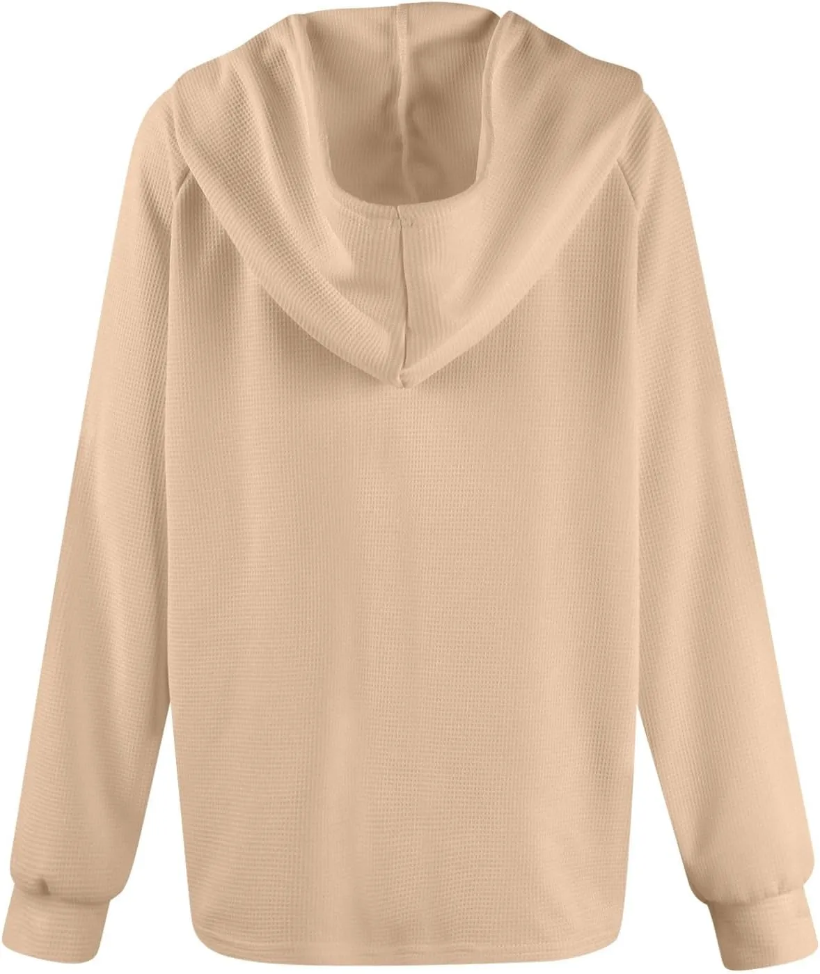 Hoodies for Women Button V Neck Waffle Knit Tops Raglan Long Sleeve Shirts Fall Casual Comfy Pullover Sweatshirt