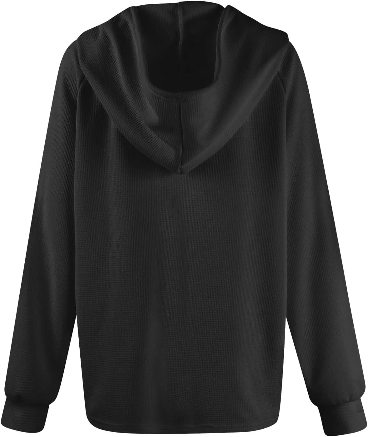 Hoodies for Women Comfy V Neck Waffle Knit Hooded Sweatshirts Drawstring Casual Long Sleeve Fall Pullover Sweaters