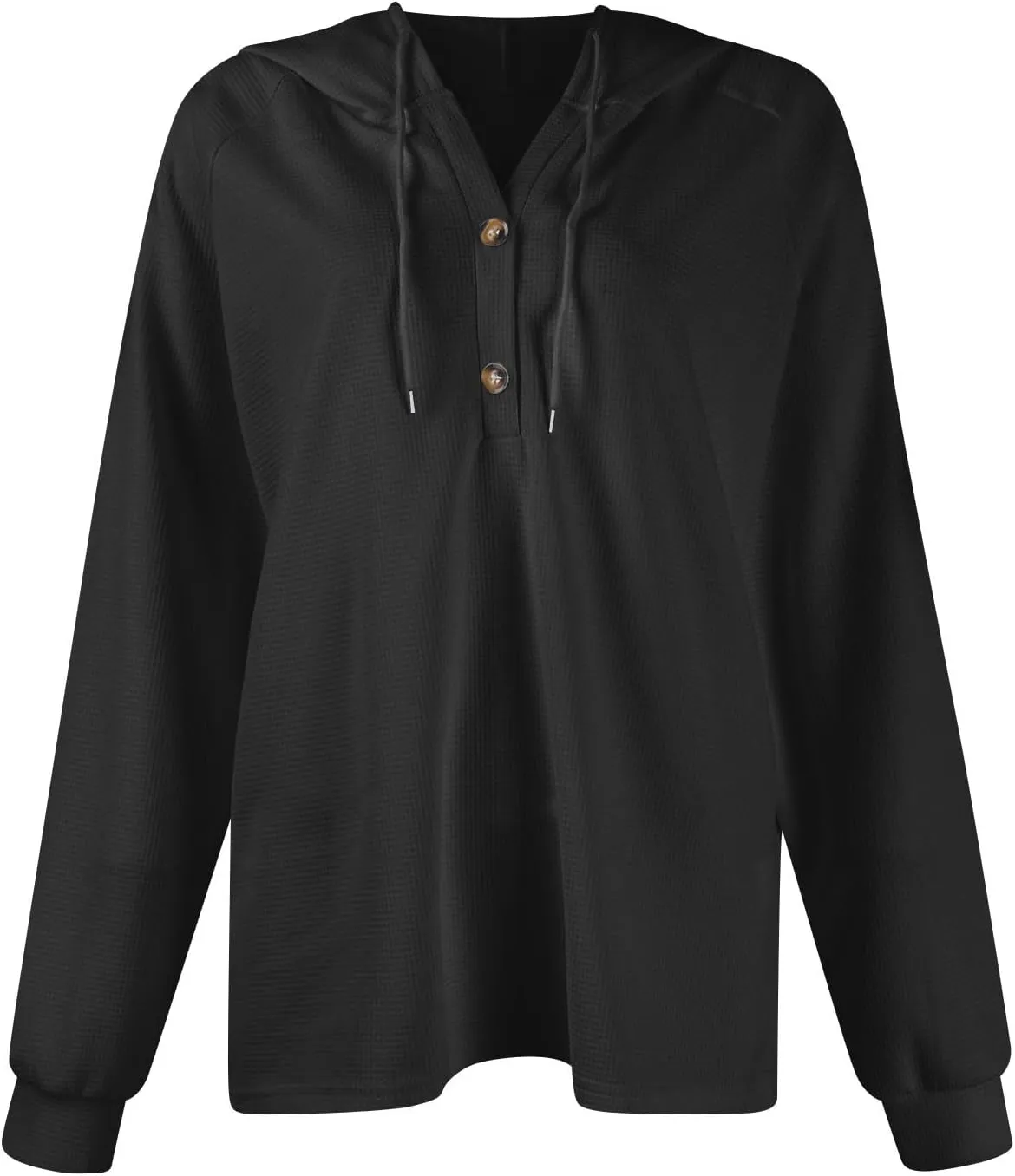 Hoodies for Women Comfy V Neck Waffle Knit Hooded Sweatshirts Drawstring Casual Long Sleeve Fall Pullover Sweaters